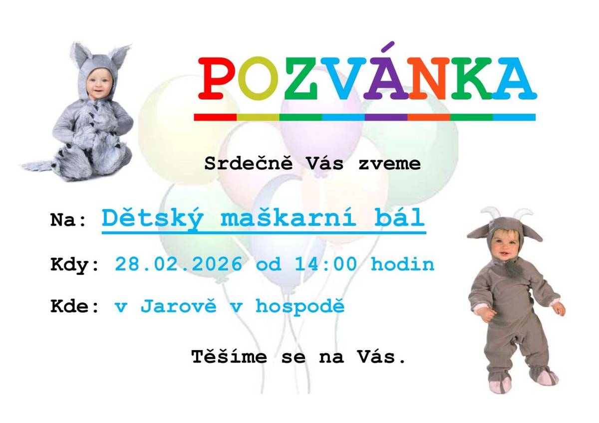 Jarov, hospoda, 28.2.2026 od 14:00 hod.