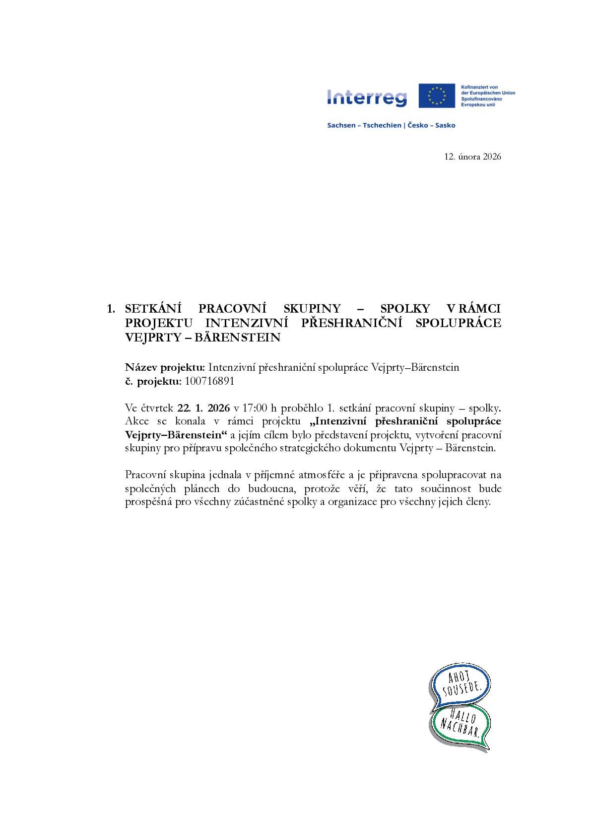 SETKÁNÍ PRACOVNÍ SKUPINY🔊