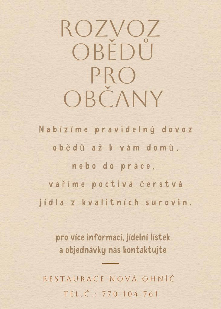 Nabídka pravidelného dovozu obědů až k vám domů nebo do práce.