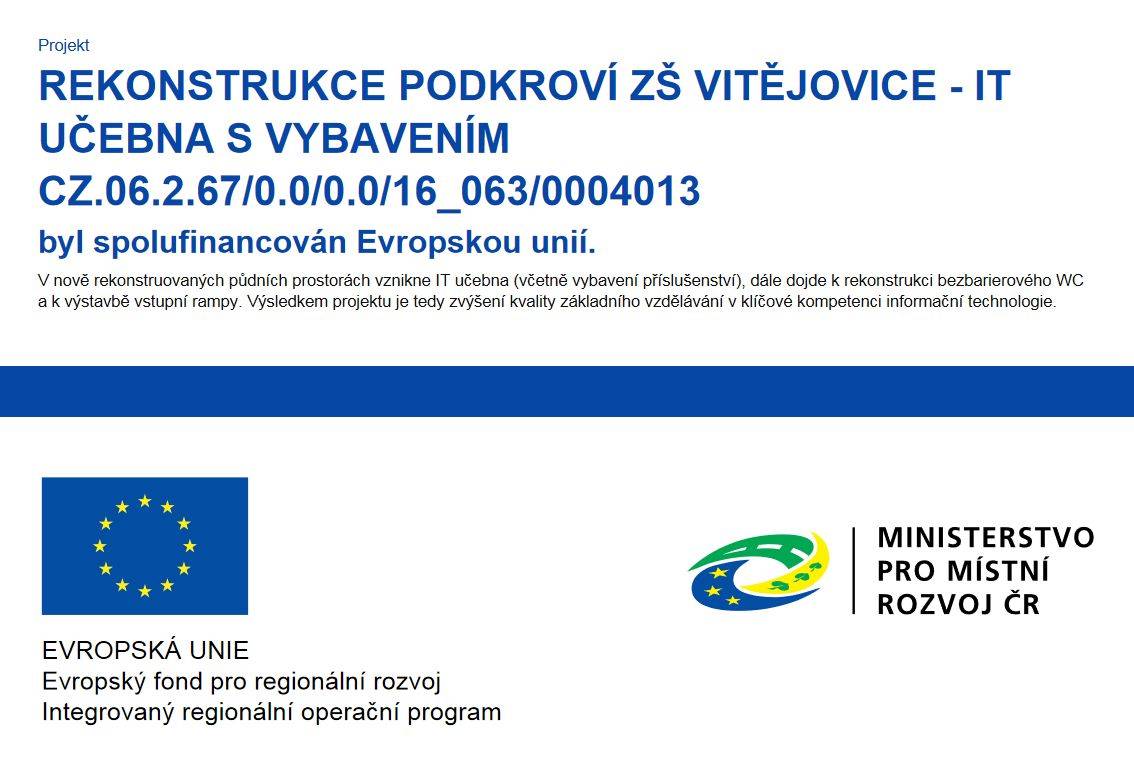 Hlavním cílem projektu je vybudování nové počítačové učebny včetně příslušenství v půdních prostorách školy.