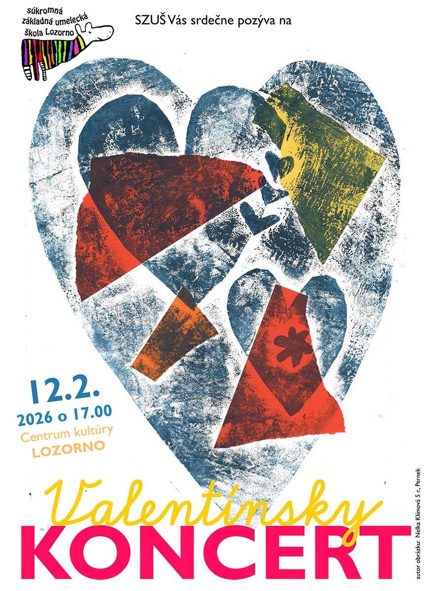 Srdečne vás pozývame na Valentínsky koncert do Centrum kultúry a vzdelávania Lozorno. Koncert sa začína už o 17:00. Tešíme sa na vás.