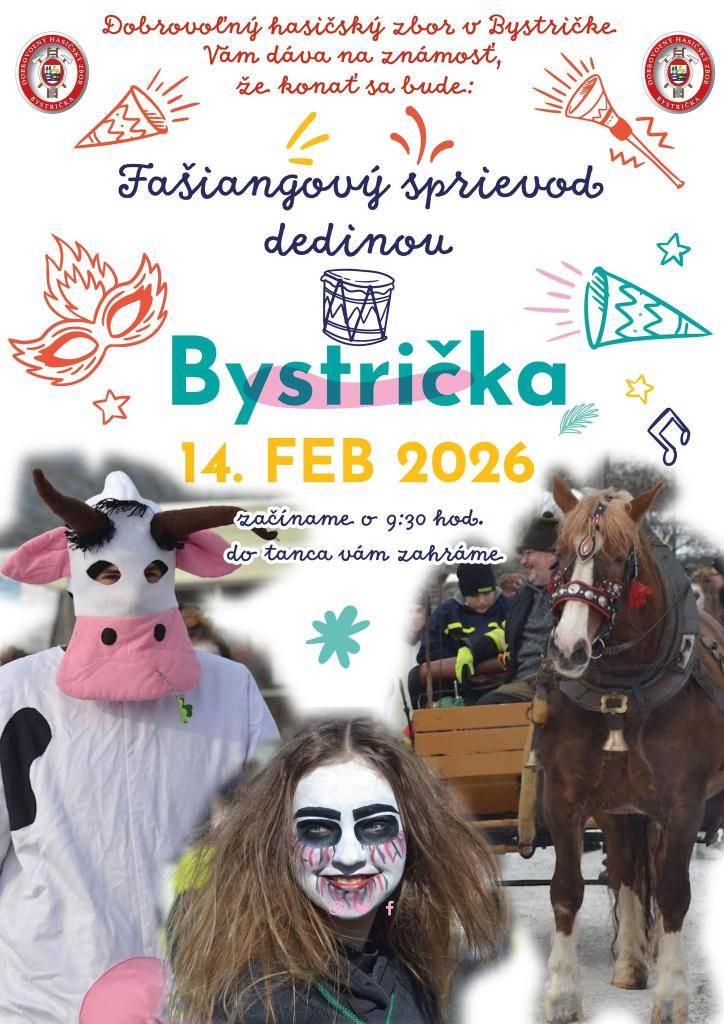 DHZ Bystrička prinesie do našej obce tradičný sprievod dedinou. Srdečne pozývame všetkých, aby sa zúčastnili a užili si túto výnimočnú atmosféru.