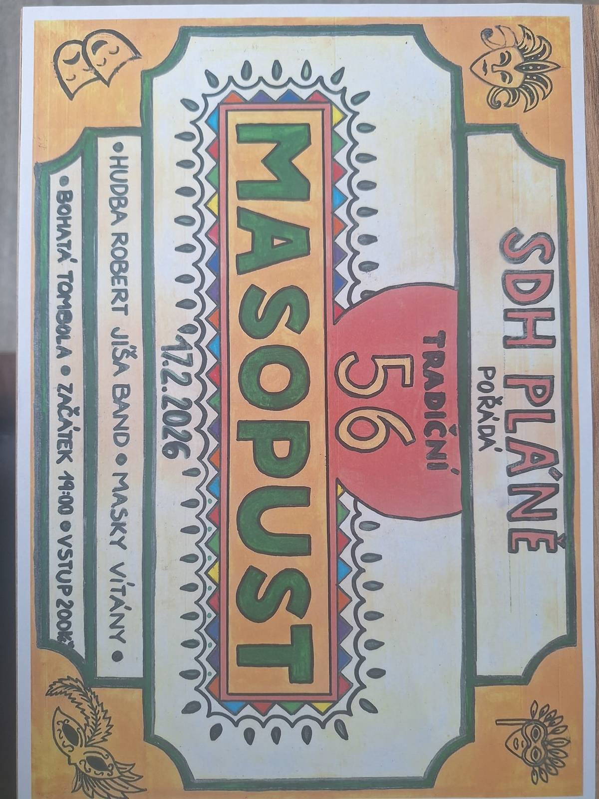 Pozvánka na Masopustní bál do Pláň