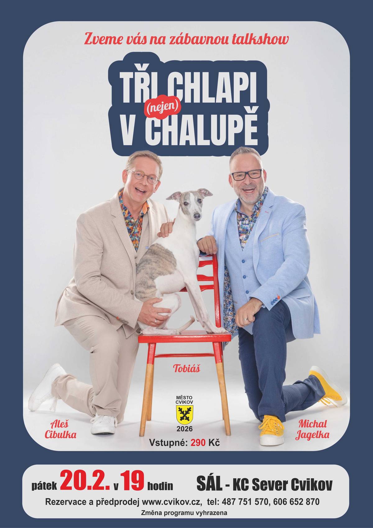 Veselé vyprávění herce a moderátora Aleše Cibulky a moderátora, herce a dabéra Michala Jagelky. Humorné historky ze společného života a jejich zážitky (nejen) s chalupařením.