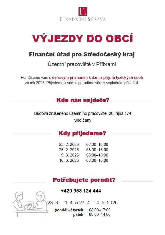 Finanční úřad pro Středočeský kraj výjezdy do obcí