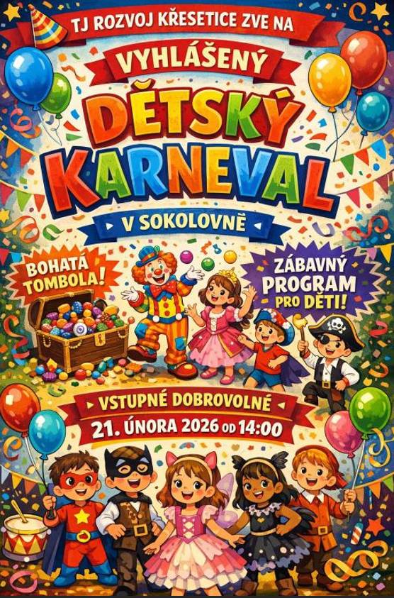 Pozvánka na dětský karneval v Křeseticích