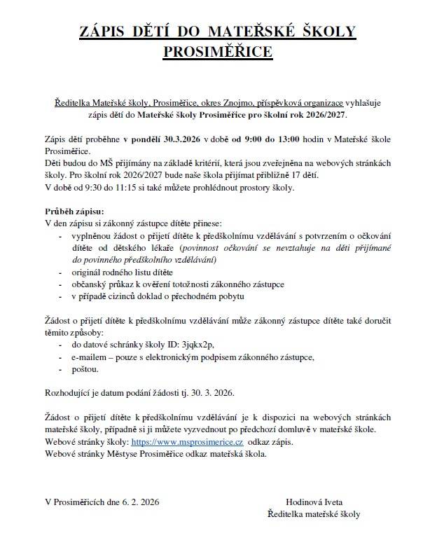 pondělí 30.3.2026  od 9:00 do 13:00 hod