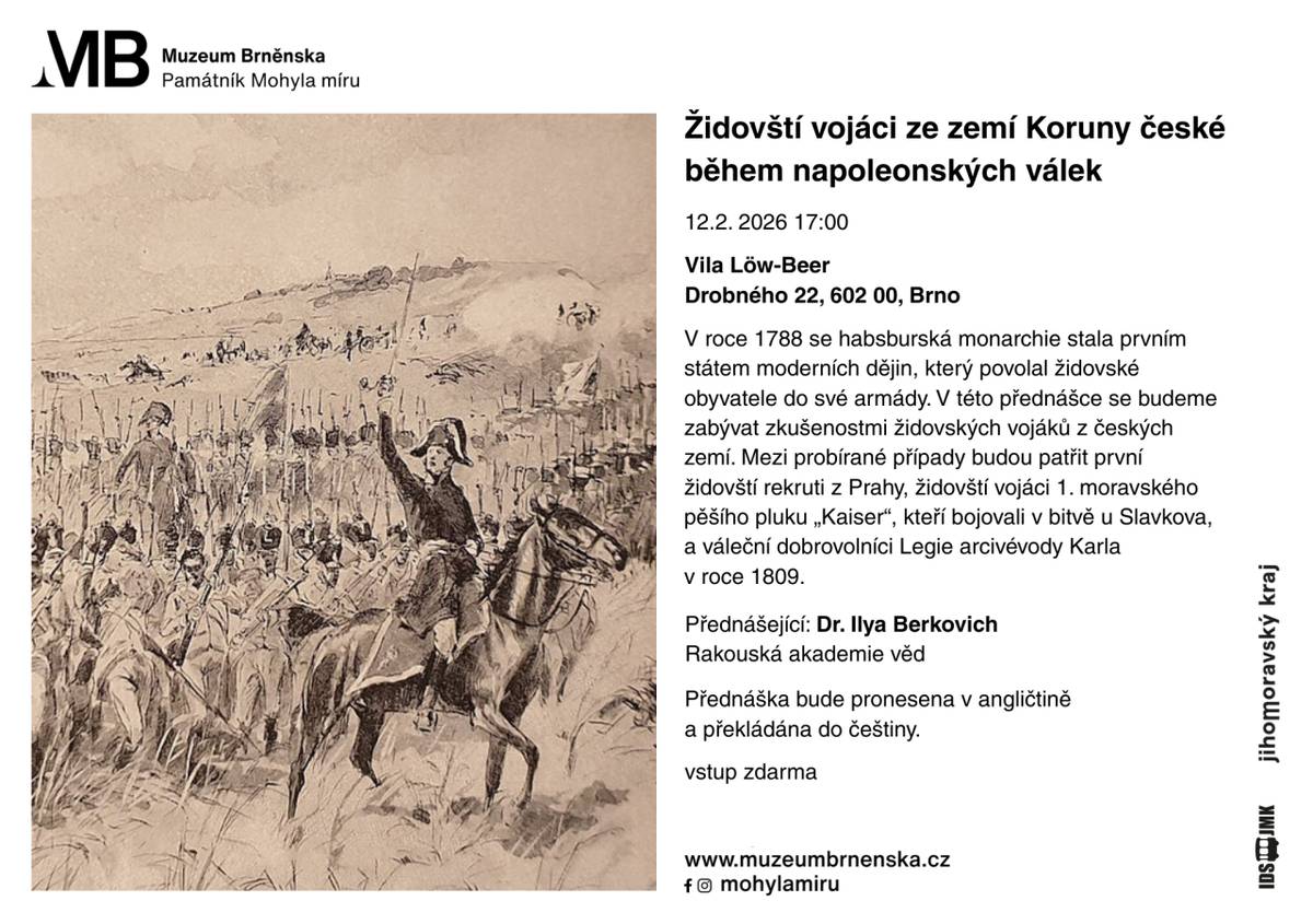 Přednáška s názvem Židovští vojáci ze Zemí Koruny české během napoleonských válek