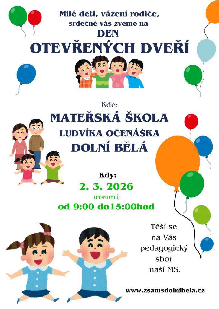 Mateřská škola Ludvíka Očenáška - den otevřených dveří 2. 3. 2026