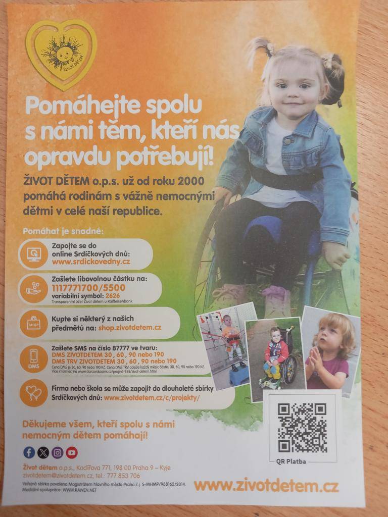 Podpořit sbírku "Život dětem" můžete zakoupením drobností v naší MŠ. Děkujeme všem, kteří se rozhodnou pomoci.