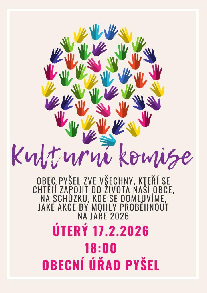 Pojďme společně naplánovat, co by se mohlo dít v naší obci na jaře 2026. Schůzka na obecním úřadě na masopustní úterý 17. 2. 2026 v 18:00.