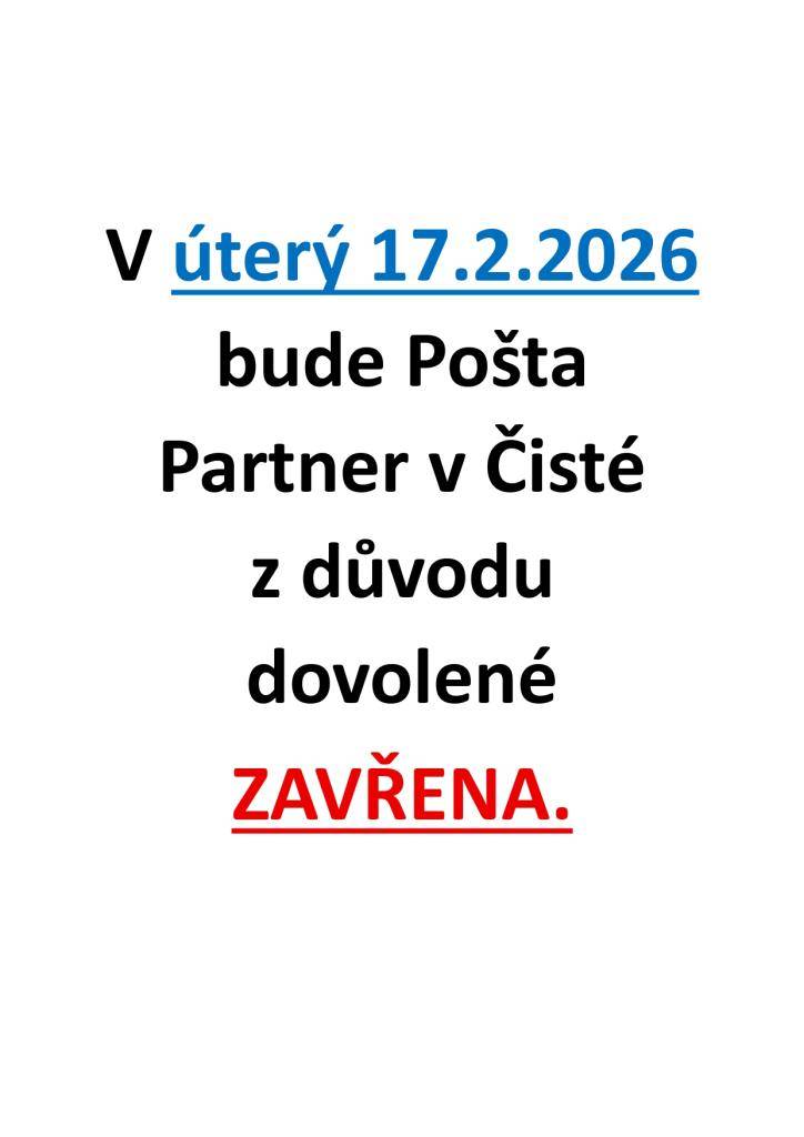 Dovolená dne 17.2.2026