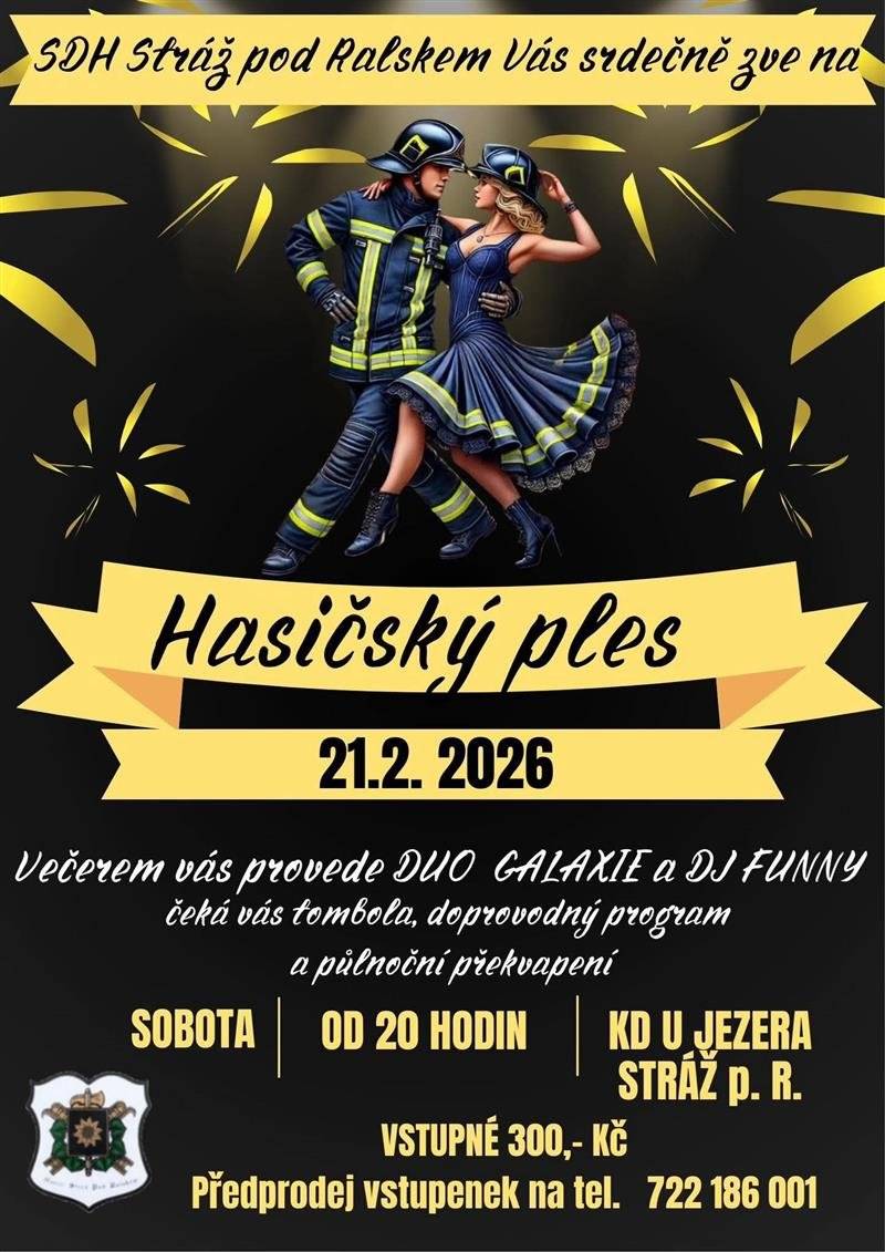 Přijďte si užít večer plný tance, skvělé hudby a příjemné atmosféry. K poslechu i tanci zahraje DUO GALAXIE a DJ FUNNY. Těšit se můžete na: ✨ bohatou tombolu ✨ doprovodný program ✨ půlnoční překvapení 📅 sobota 21. února 2026 🕗 od 20.00 hodin 📍 KD U Jezera 🎟 Vstupné: 300 Kč Předprodej vstupenek na tel.: 722 186 001 Přijďte se pobavit, zatančit si a strávit krásný večer. Těšíme se na Vás.