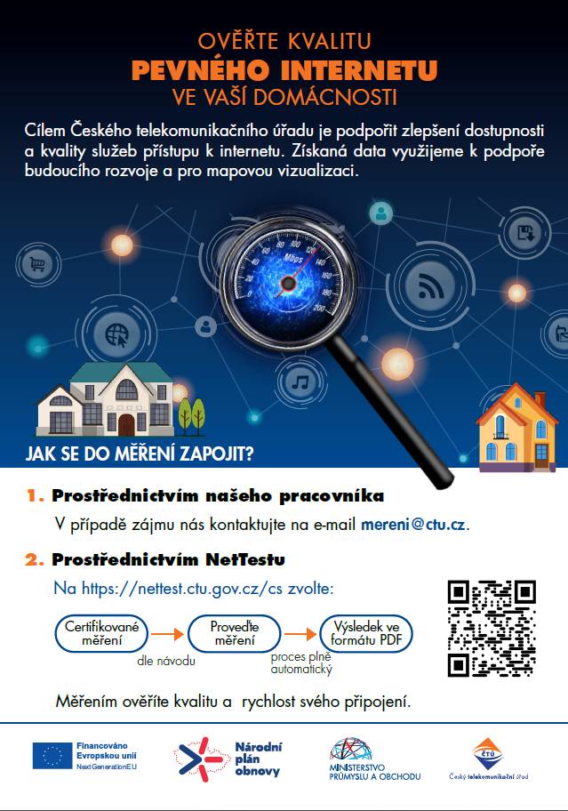 Český telekomunikační úřad zahajuje kampaň „Ověřte kvalitu pevného internetu“.