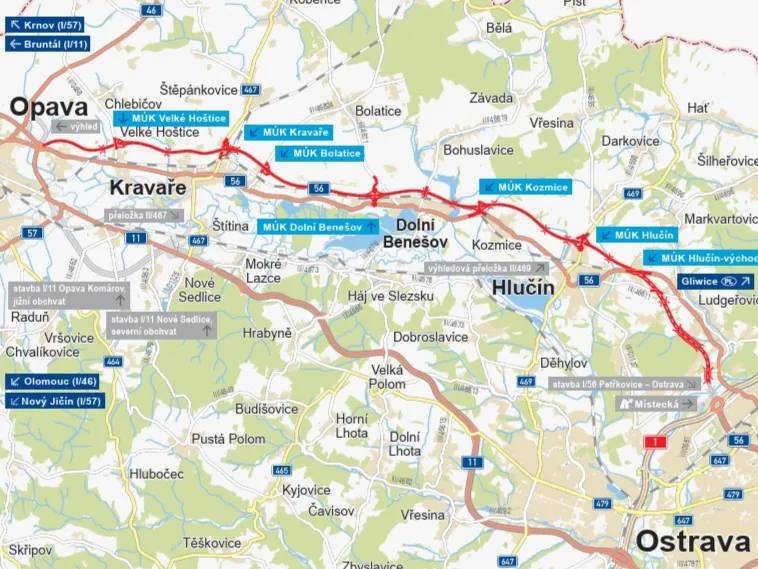 Krajský úřad Moravskoslezského kraje vydal souhlasné závazné stanovisko EIA k přeložce silnice I/56 mezi Ostravou a Opavou.