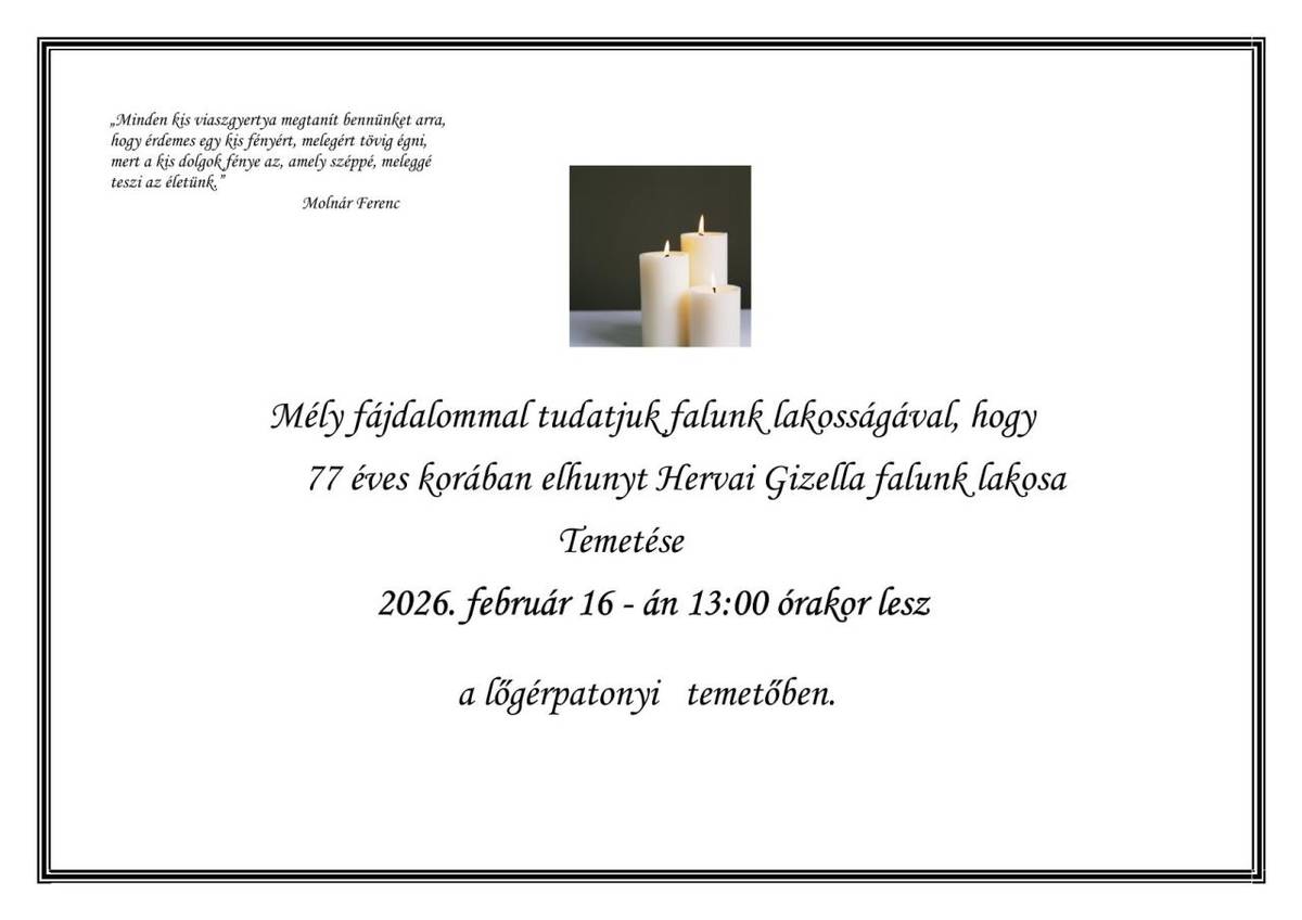 Gyászjelentés - Smútočný oznam