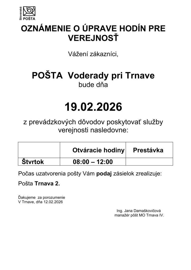 Dočasné obmedzenie hodín pre verejnosť - v prílohe