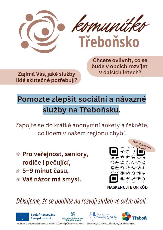 Pomozte zlepšit sociální a návazné  služby na Třeboňsku