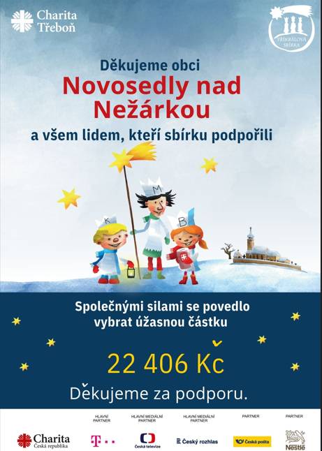 Tříkrálová sbírka 2026 - Novosedly nad Nežárkou