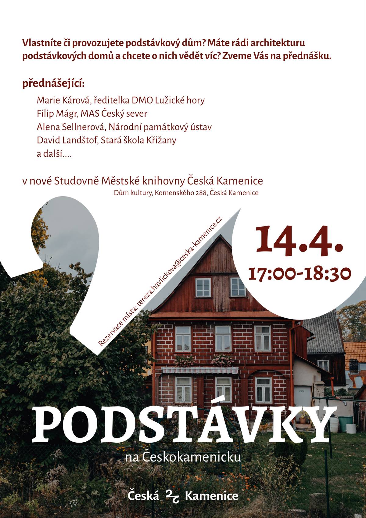 Přednáška v nové Studovně Městské knihovny Česká Kamenice.