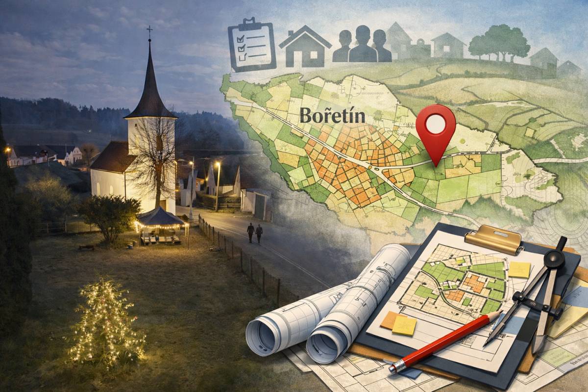 Městský úřad Jindřichův Hradec, odbor výstavby a územního plánování, oznamuje projednání návrhu nového Územního plánu Bořetín. Veřejné projednání s odborným výkladem se uskuteční 25. března 2026 od 16:00 hodin v Obecním úřadě Bořetín.