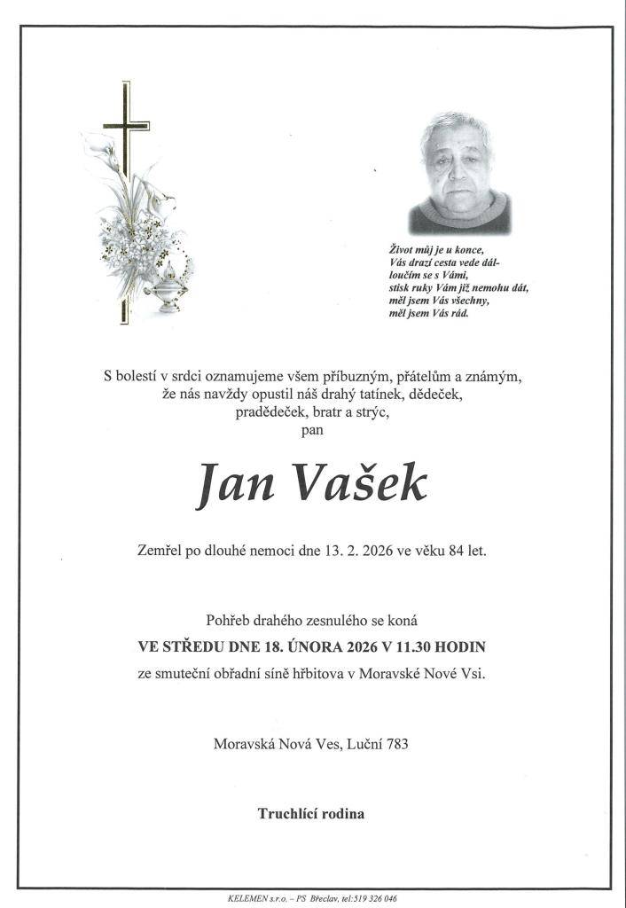 Jan Vašek † 13.2.2026