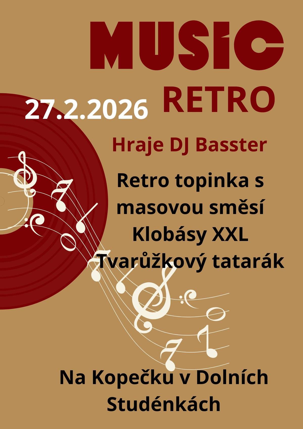 Pozvánka na music retro a retro občerstvení.