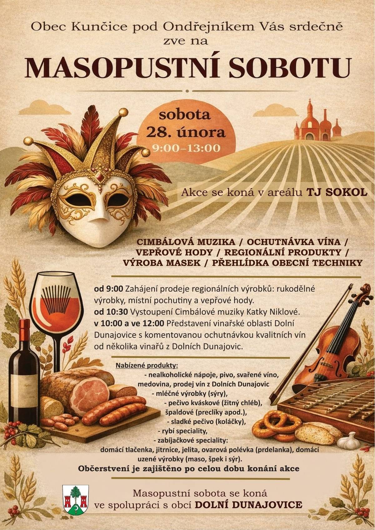 Vážení spoluobčané, srdečně Vás zveme na nadcházející akce konané v naší obci Kunčice pod Ondřejníkem.  Přijďte si užít příjemnou atmosféru, potkat své sousedy a strávit společně čas. Podrobný přehled jednotlivých událostí naleznete v příloze, na facebooku a na webových stránkách obce. Těšíme se na Vaši účast. Zveřejnila: Kristýna Amálie Heczková