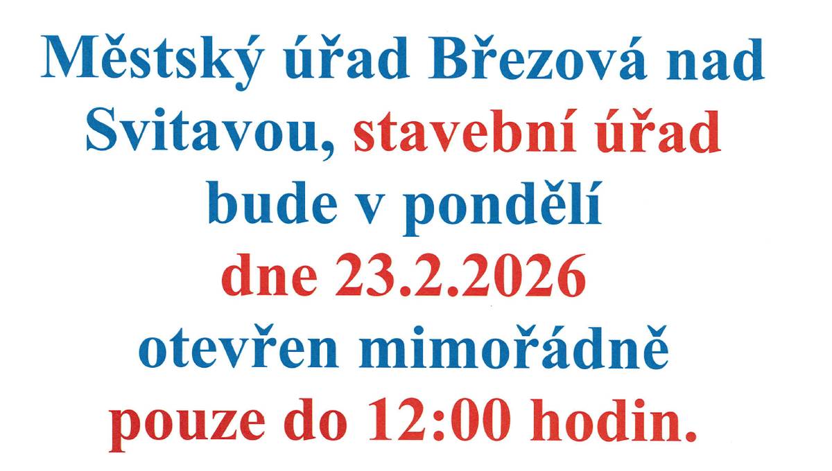 změnu pracovní doby v pondělí 23.2.2026