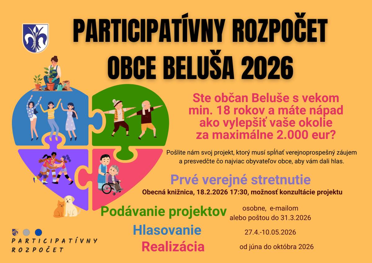 V stredu o 17:30 môžete v Obecnej knižnici v Beluši konzultovať svoje projekty na Participatívny rozpočet obce Beluša 2026. Formulár treba odovzdať osobne, poštou alebo e-mailom do 31.3.2026.