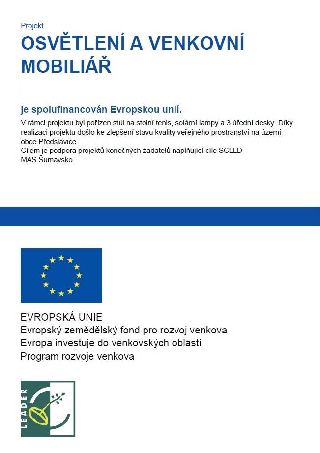 Osvětlení a venkovní mobiliář