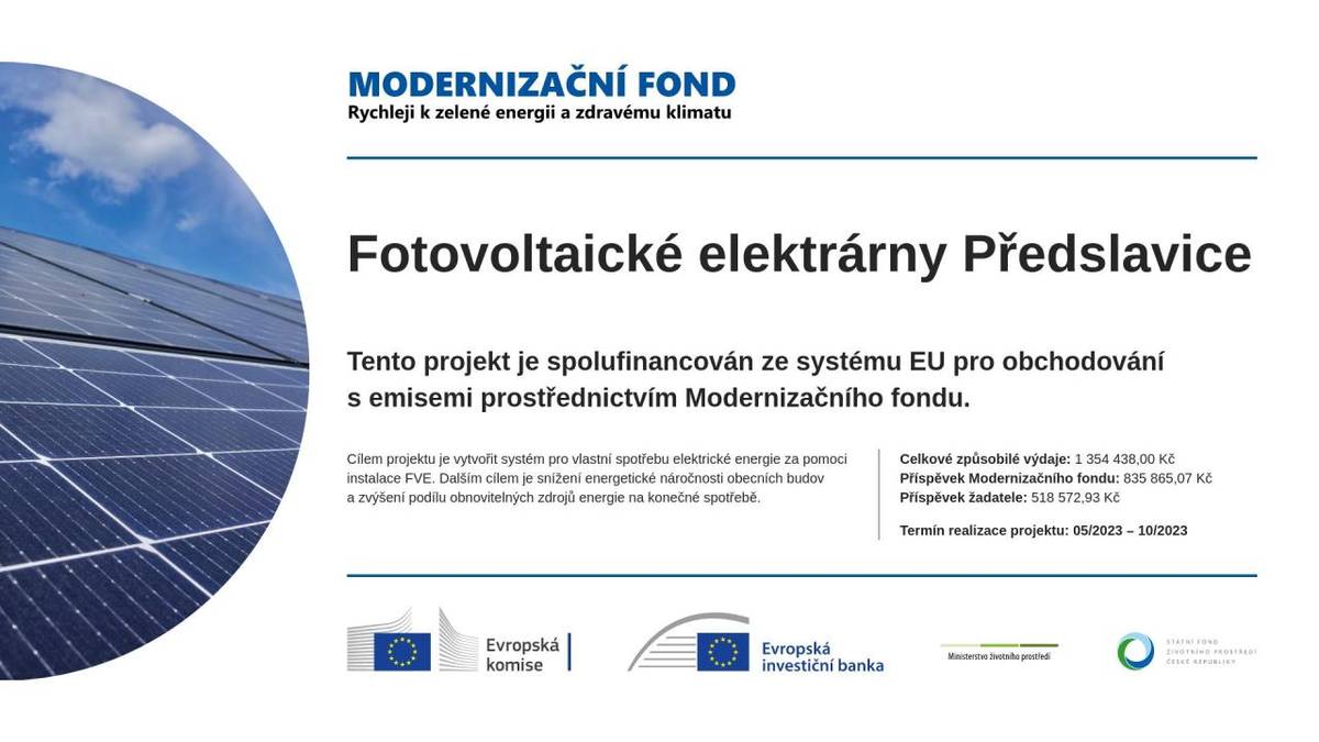 Fotovoltaické elektrárny Předslavice – dokončení realizace projektu