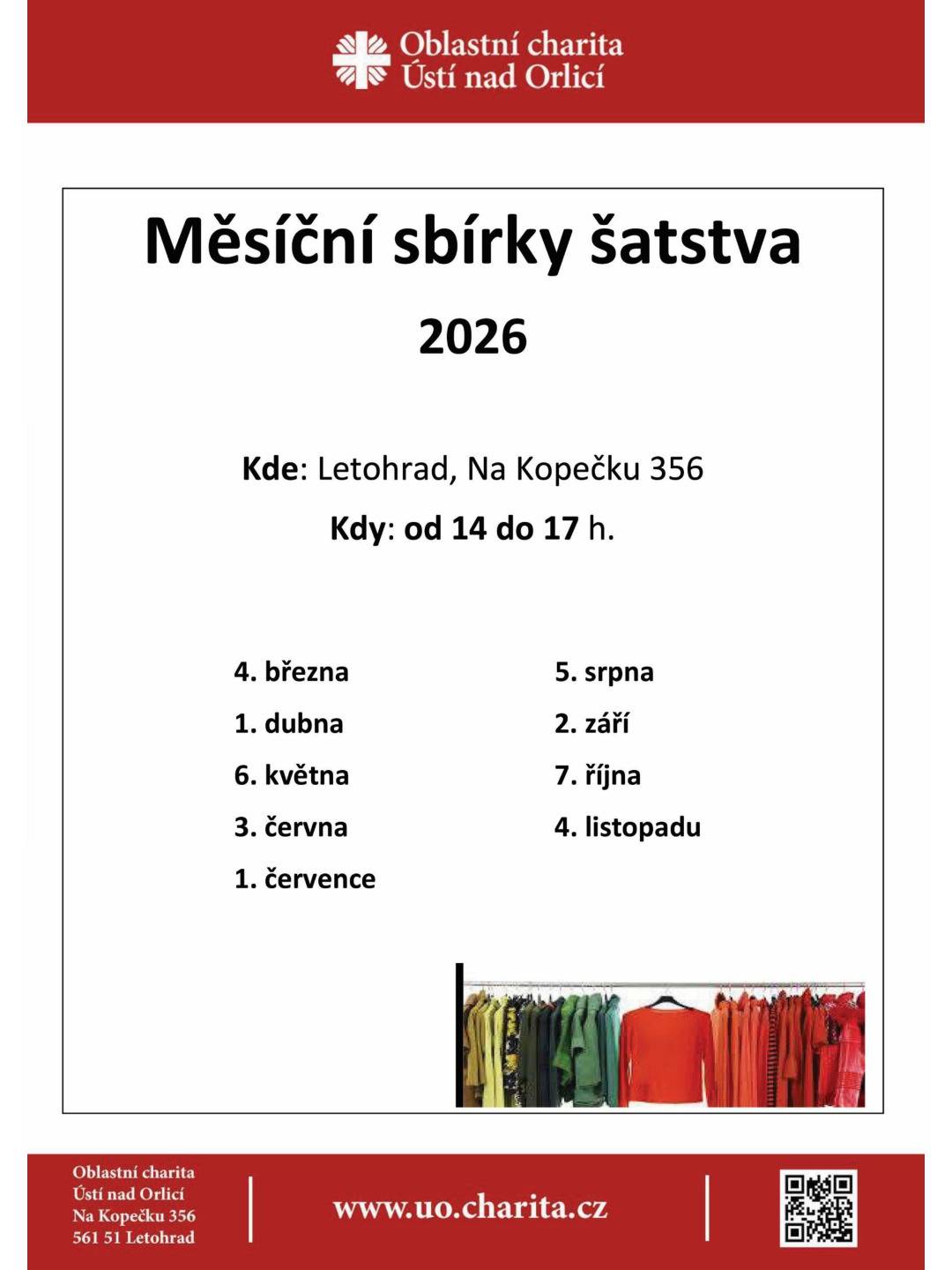 Občanská poradna informuje o novinkách v roce 2026: https://uo.charita.cz/aktualne/zajimave-clanky/nasi-Charity/aktualne-z-nasi-charity1/obcanska-poradna-informuje-o-novinkach-v-roce-2026/ Pozvánky z Poradny pro pečující – 19.3. Beseda o chytrých technologiích při domácí péči, 4.3. Setkávání seniorů a pečujících naleznete v příloze Článek o výrobě textilu a následcích jeho nadprodukce https://uo.charita.cz/aktualne/zajimave-clanky/nasi-Charity/aktualne-z-nasi-charity1/za-hromadou-nasich-tricek-se-skryva-temny-pribeh/ – plakát na sbírky šatstva v roce 2026 – plakát na swap 6.3 (také v příloze)