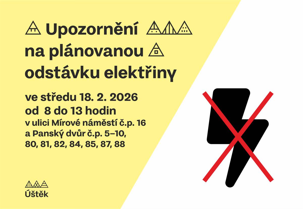 Upozorňujeme občany na plánované přerušení dodávky elektřiny ve středu 18. 2. 2026 od 8–13 hodin na Panském dvoře.