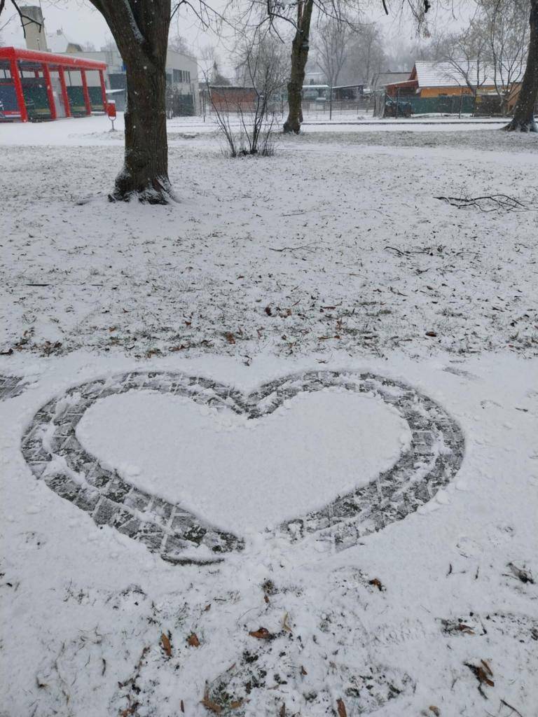 Žáci 3. třídy si užívají zimní radovánky v parku Dr. Vojtěcha.