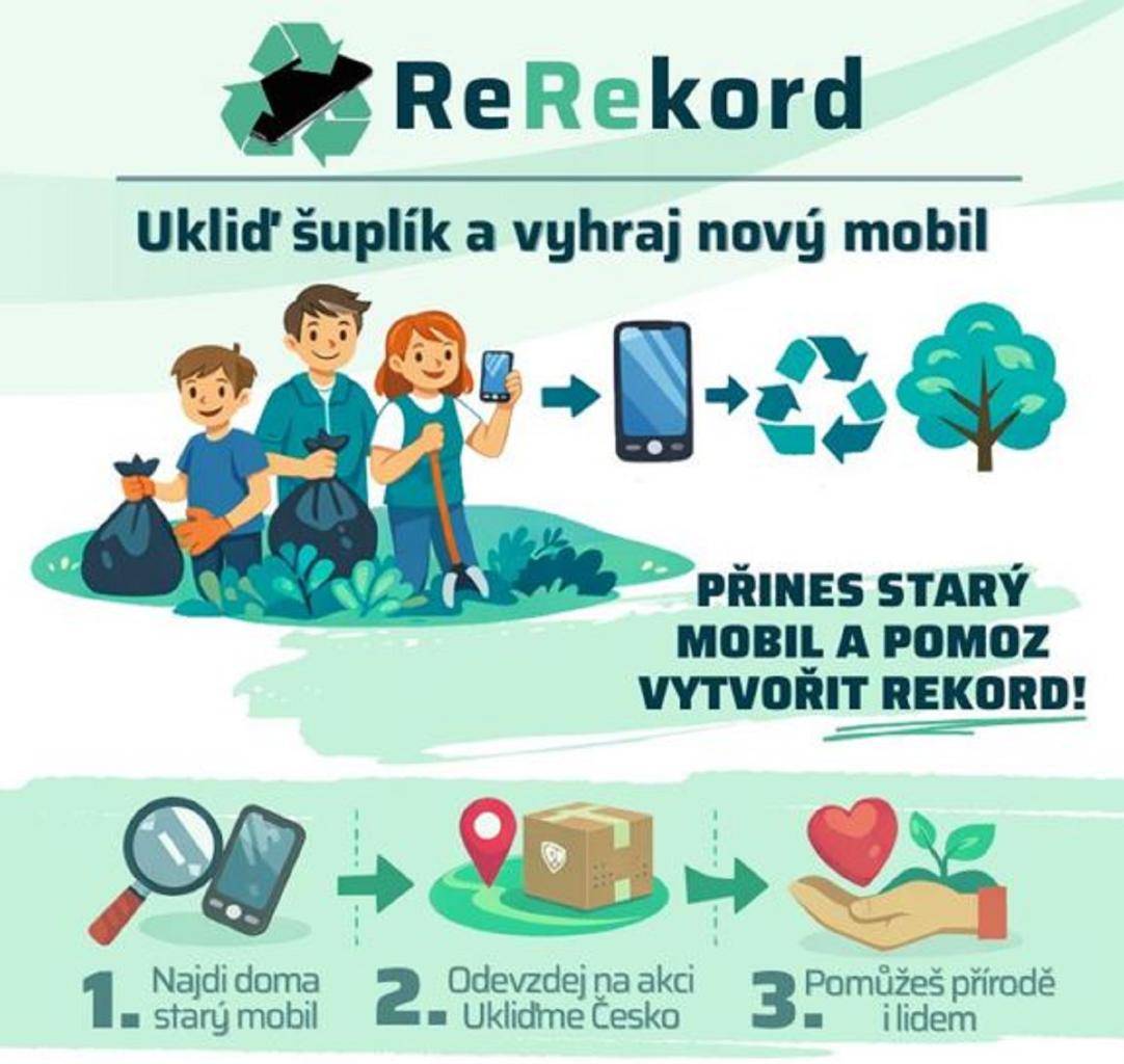 Na Obecním úřadě vybíráme vysloužilé mobilní telefony, tablety a nabíječky v rámci akce ReRekord. Sběr probíhá do 10.4.2026