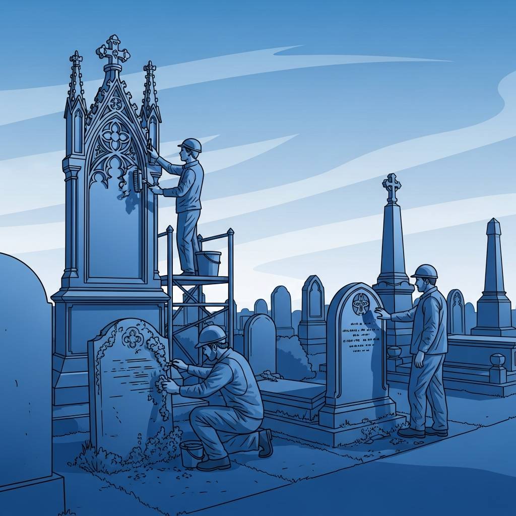 Naše společnost se specializuje na renovaci a stavbu hrobů, přičemž dbáme na respekt a péči o vaše představy. Poskytujeme veškeré kamenické práce a nabízíme konzultace na místě. Kontaktujte nás pro více informací.