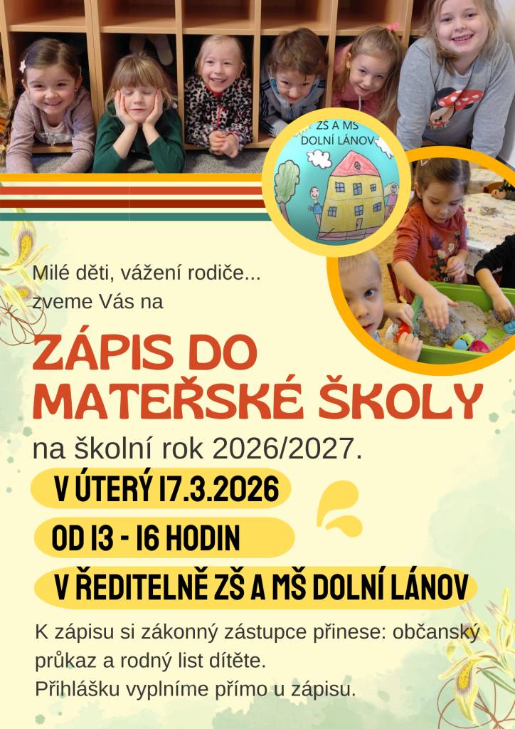 V úterý 17.3.2026 od 13-16 hodin v ředitelně ZŠ a MŠ Dolní Lánov.