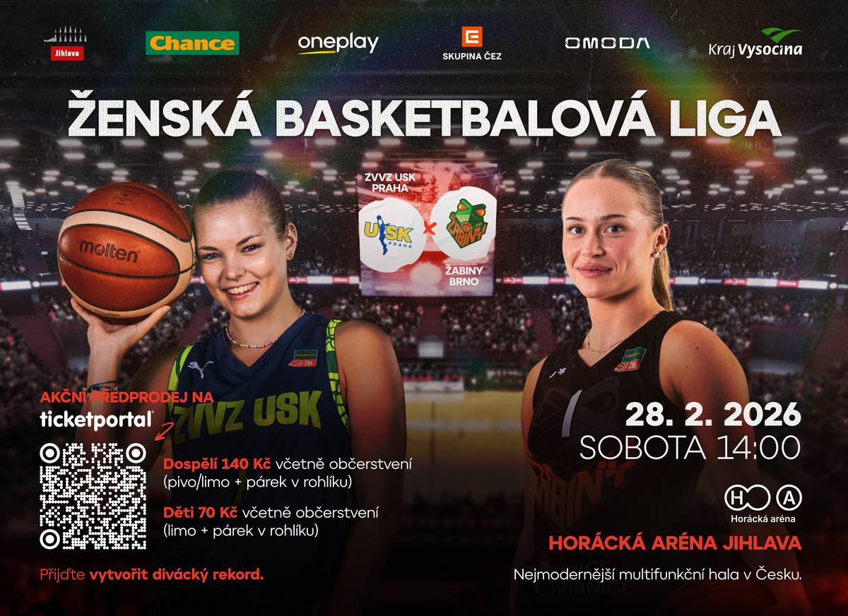 Horácká aréna v Jihlavě se stane dějištěm mimořádného sportovního utkání. V sobotu 28. února od 14 hod. se zde utkají basketbalistky ZVVZ USK Praha a Žabin Brno – dva nejlepší týmy Chance Ženské basketbalové ligy. Utkání se ponese se v tradičním duchu ŽBL FAMILY DAY.      Fanoušky čeká bohatý doprovodný program pro celou rodinu, soutěže, dárky, autogramiáda i focení s hráčkami obou týmů.     Návštěvníci se mohou těšit na hráčky se zkušenostmi z WNBA, olympijské medailistky, reprezentantky i atraktivní doprovodný program.   Zápas se odehraje na neutrální půdě v moderním prostředí Horácké arény.   Předprodej vstupenek ZDE.  Vstupné: 140 Kč, děti 70 Kč   Součástí vstupenky je i občerstvení