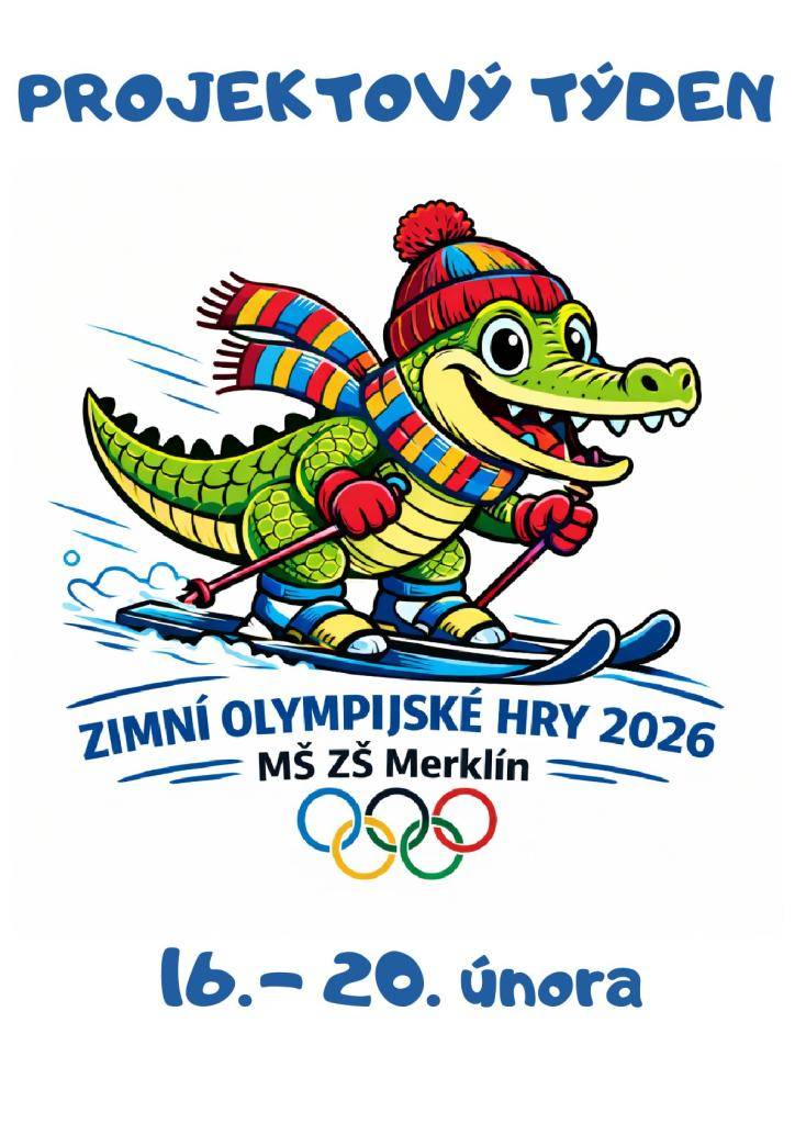 Vážení rodiče, milí žáci,  v příštím týdnu zahajujeme projektový týden na téma Zimní olympiáda. Žáci se mohou těšit na sportovní aktivity, týmovou spolupráci i poznávání olympijských hodnot.