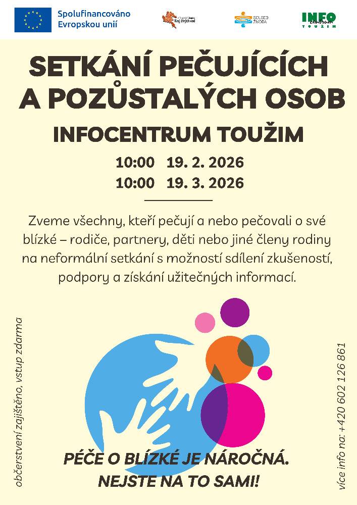 Dne 19.2.2026 se od 10 hod. koná v Infocentru další setkání pečujících a pozůstalých osob.