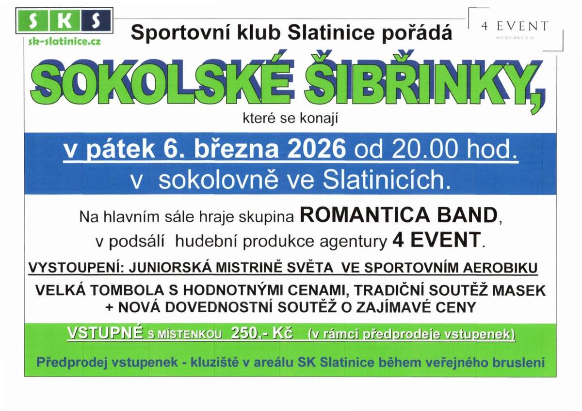 SOKOLSKÉ ŠIBŘINKY SLATINICE 6. BŘEZNA 2026