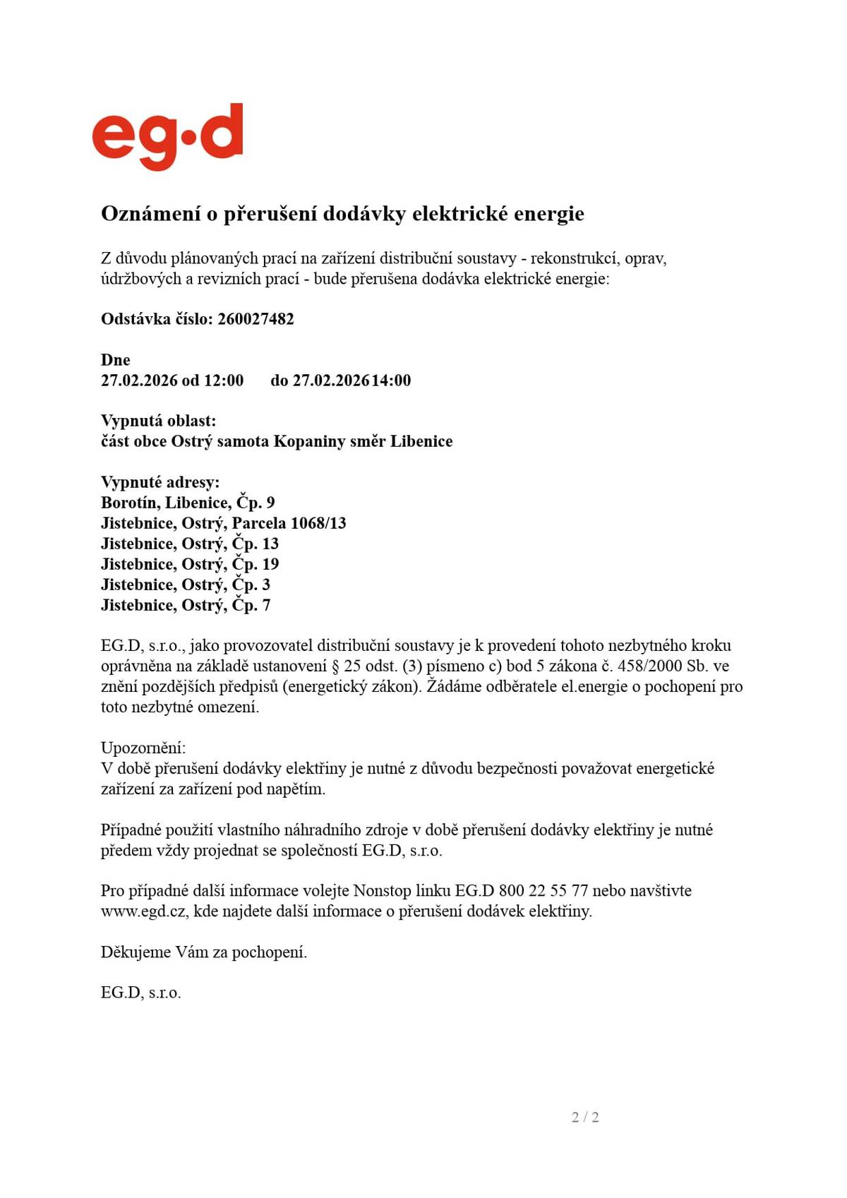 27. února 2026 - 12:00 až 14:00 hod.