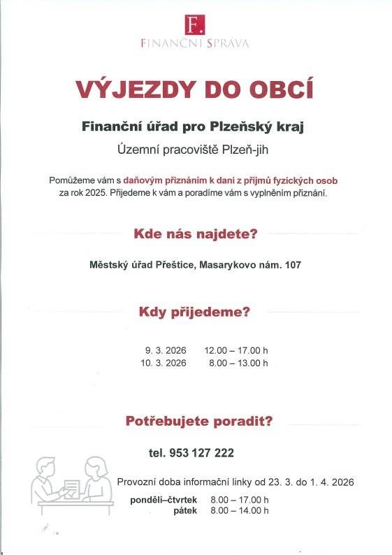 VÝJEZDY DO OBCÍ PRODLOUŽENÉ ÚŘEDNÍ HODINY
