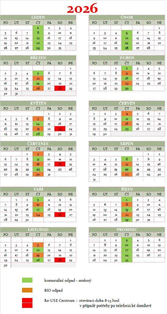 SVOZ  ODPADU 2026 - KALENDÁŘ