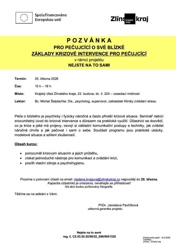 ZÁKLADY KRIZOVÉ INTERVENCE PRO PEČUJCÍCÍ