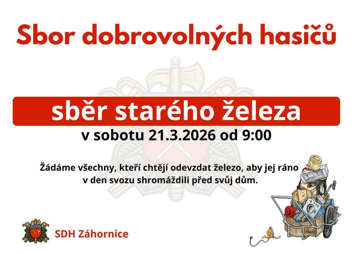 Kdy? 21.3.2026 od 9:00 hodin    Žádáme občany, aby železo zanechali v den svozu před svým domem.    Děkujeme