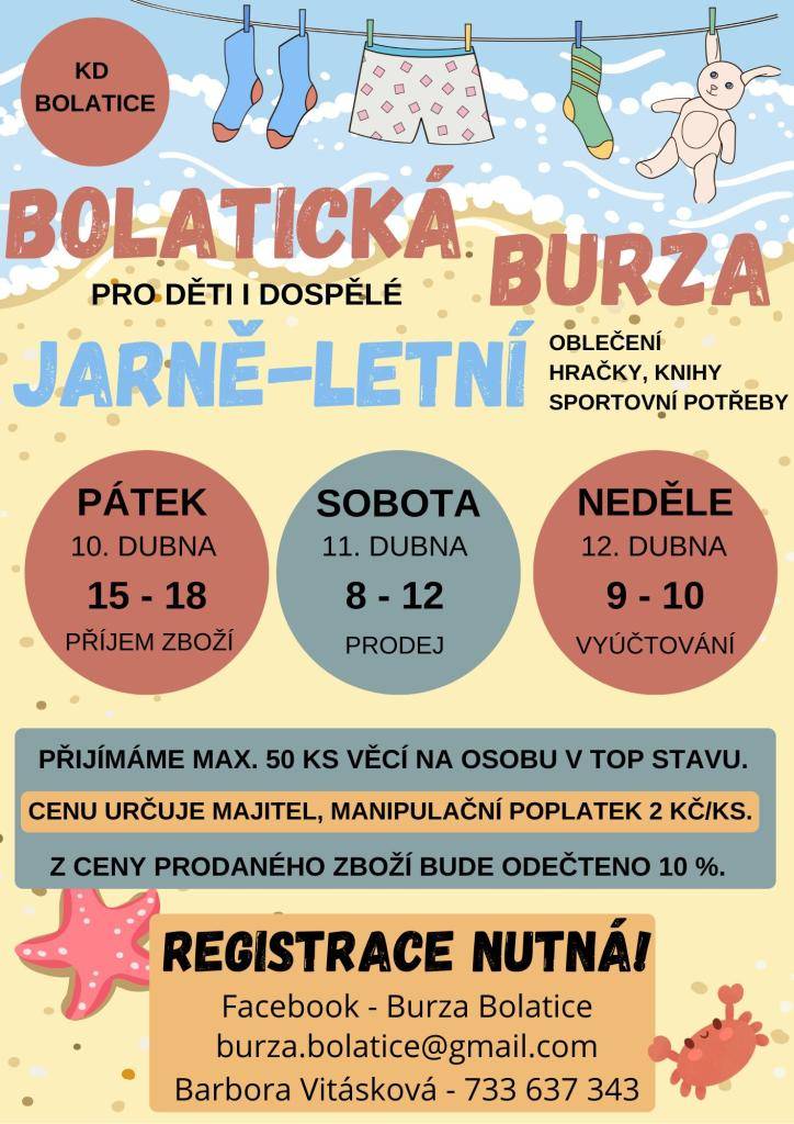 Burza oblečení Bolatice - 10. 4. - 12. 4. 2026.
