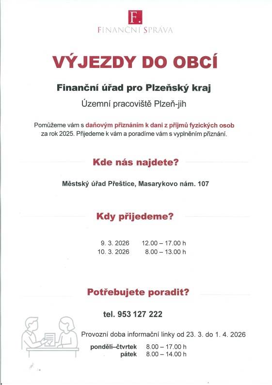 VÝJEZDY DO OBCÍ - FINANČNÍ ÚŘAD PRO PLZEŇSKÝ KRAJ