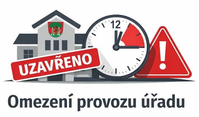 Městský úřad bude ve čtvrtek 19. února 2026 uzavřen od 08:00 do 12:30 hodin z důvodu školení.  V tomto čase nebude možné vyřizovat žádné úřední záležitosti.  Prosíme občany, aby si své návštěvy úřadu naplánovali s ohledem na tuto provozní změnu.    Děkujeme za pochopení.